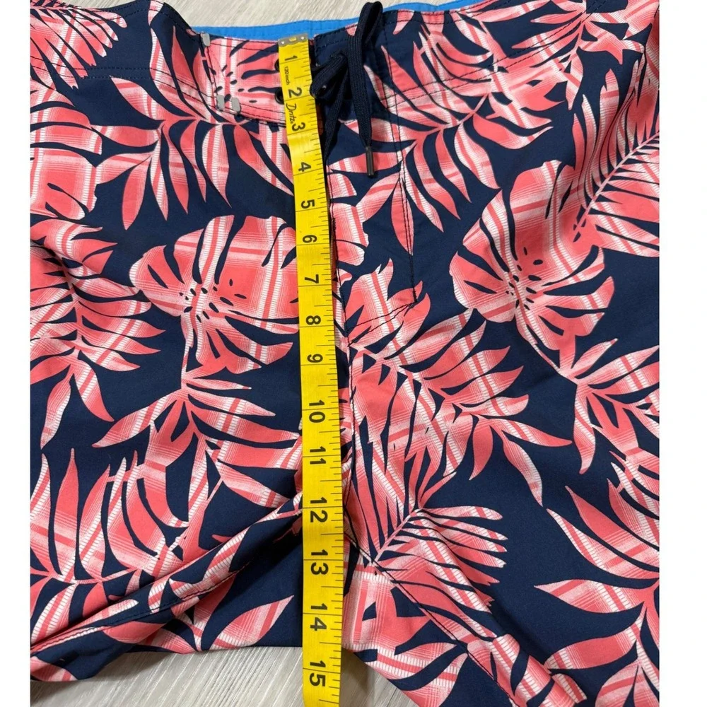 Tommy Bahama Mens 36 Board Shorts Tropical Palm Print Navy Coral Swim Trunks